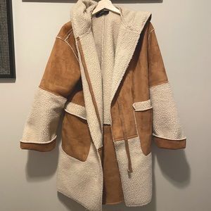 ¾ length hooded Sherpa coat from Zara